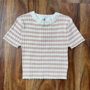 H&M Striped Pink and White Girls Top